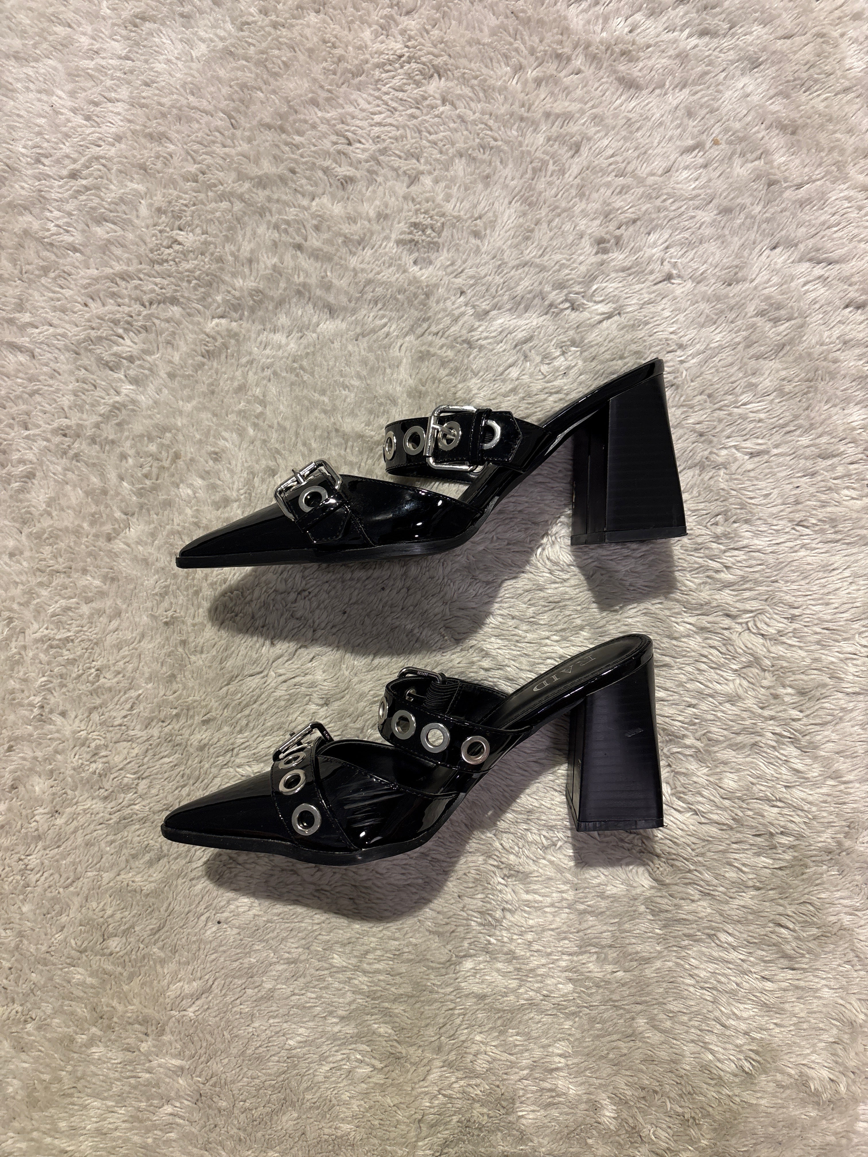 Black Buckle Heels