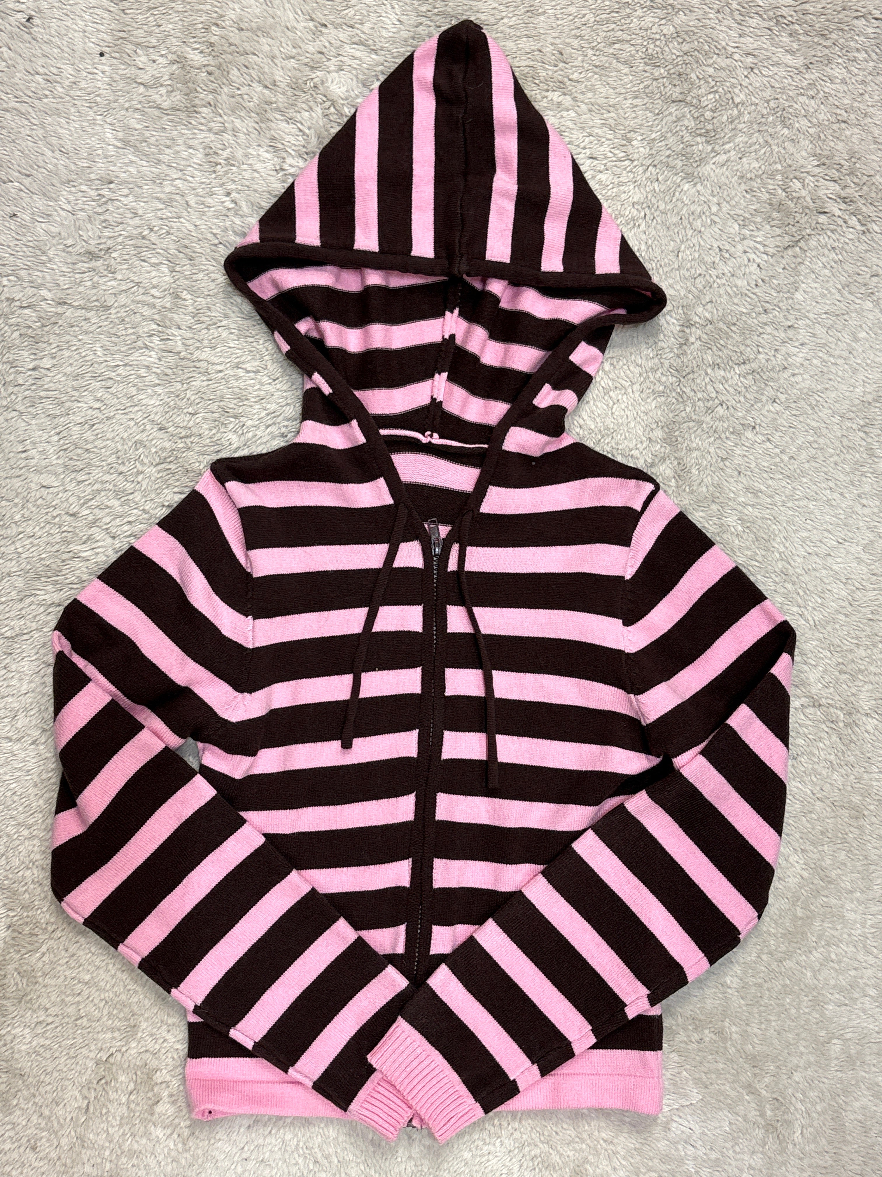 Striped zip-up hoodie