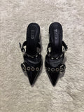 Black Buckle Heels
