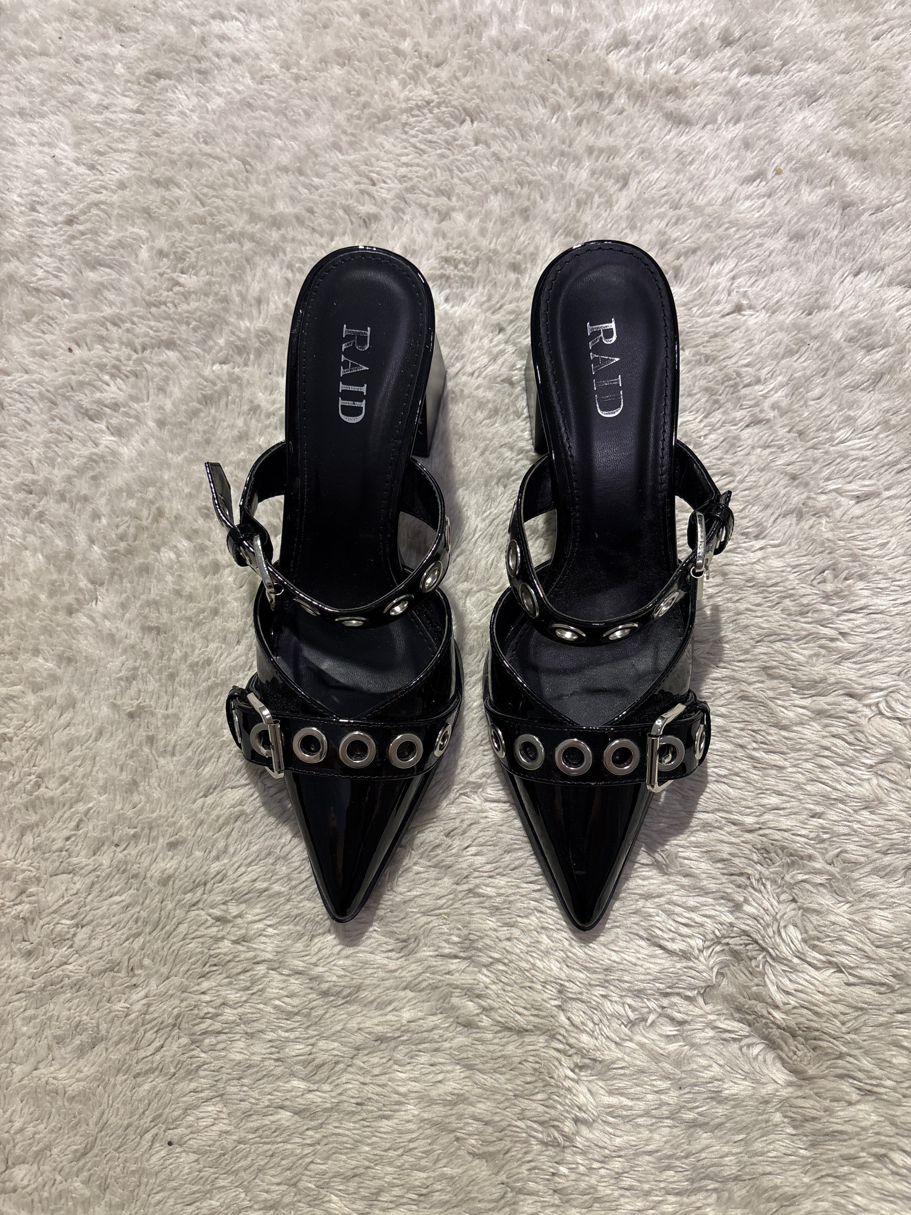 Black Buckle Heels