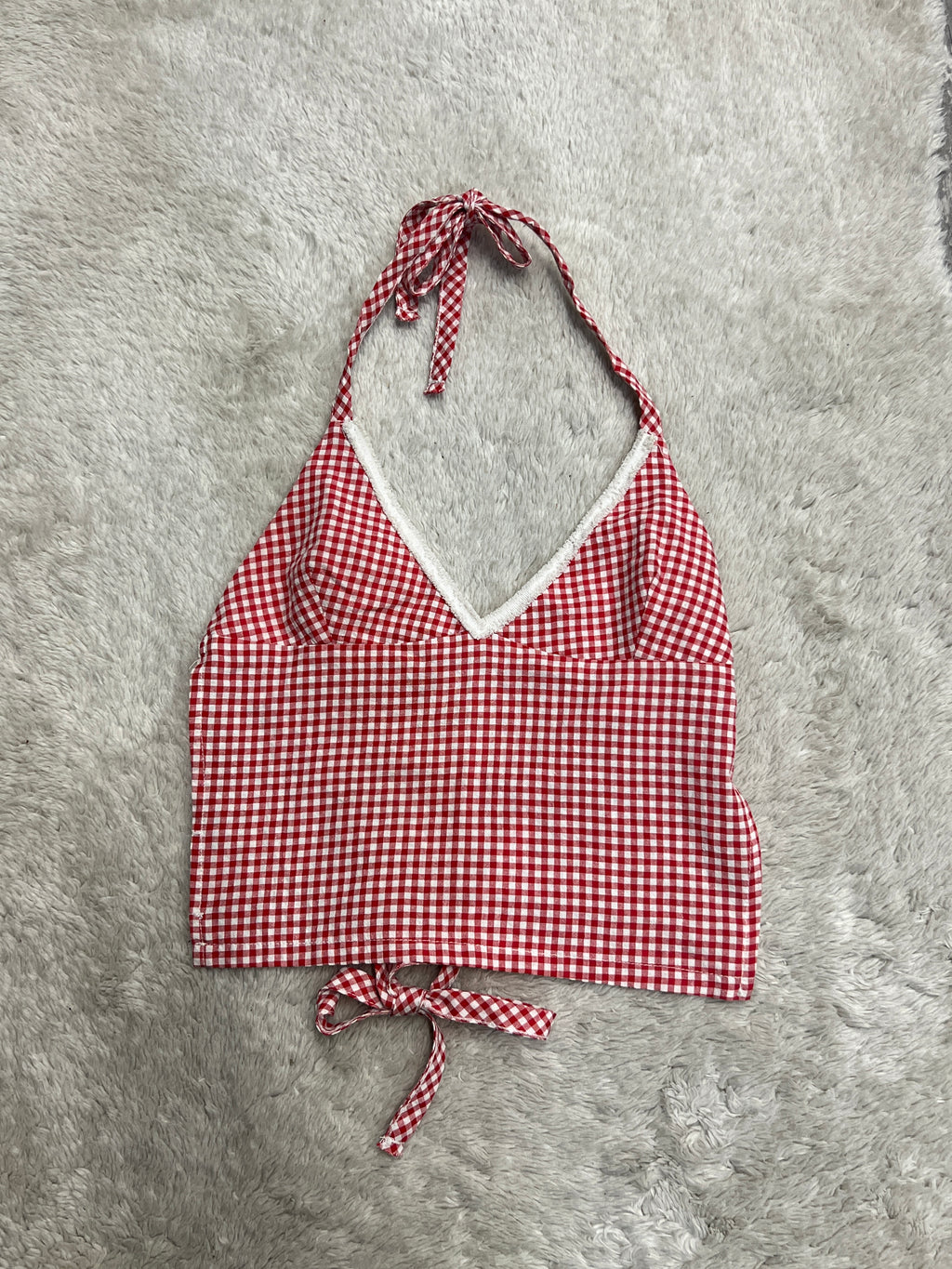 Edikted Gingham backless tie-up tank