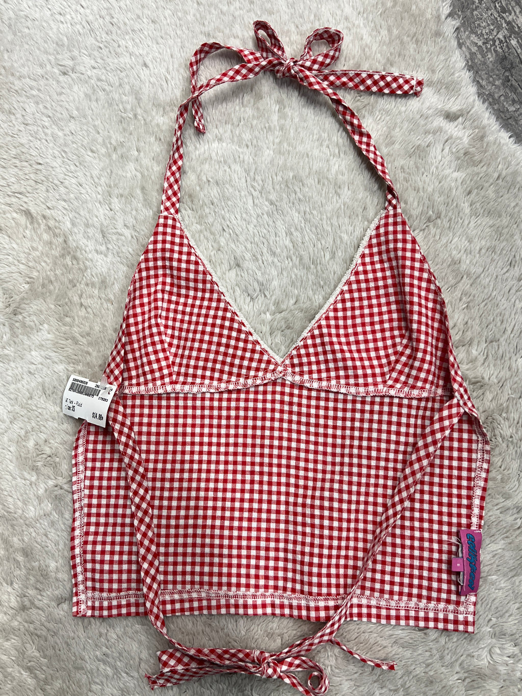 Edikted Gingham backless tie-up tank